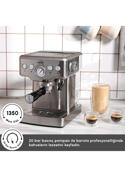 Coffee Art 1353 Süt Köpürtücülü 20 Bar Basınçlı Espresso, Latte Cappuccino Americano Makinesi fırsatları