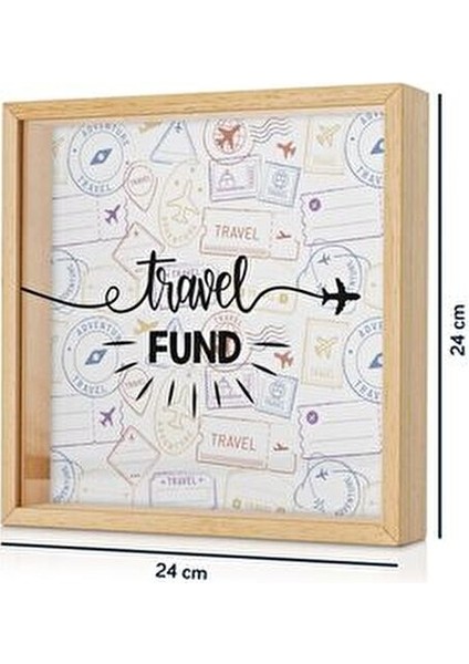 Seyahat Fonu Tasarımlı Ahşap Kumbara Kutusu