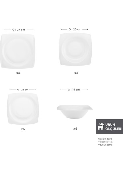 Mensa 24 Parça 6 Kişilik Yemek Takımı Beyaz fiyatları