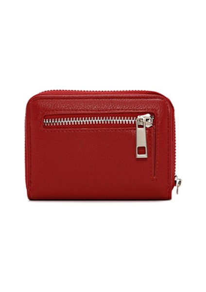 Kadın Kırmızı Kartlık Şık Tasarım Fermuarlı Model Minimalist Stil