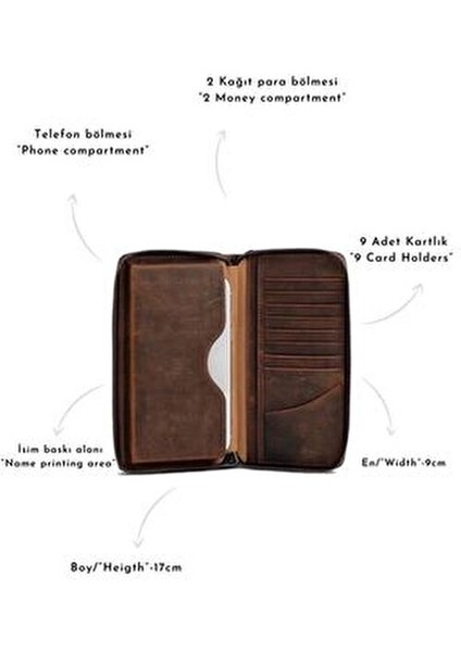 Leon Cüzdan Hakiki Deri Şık Tasarım Fermuarlı Model Hediye Seçeneği