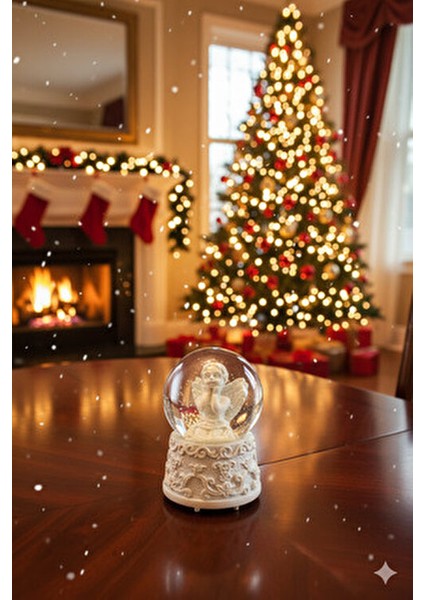 Ceymas Yılbaşı Temalı Mini Kar Küresi Melek Figürü ile Kırmızı fırsatları