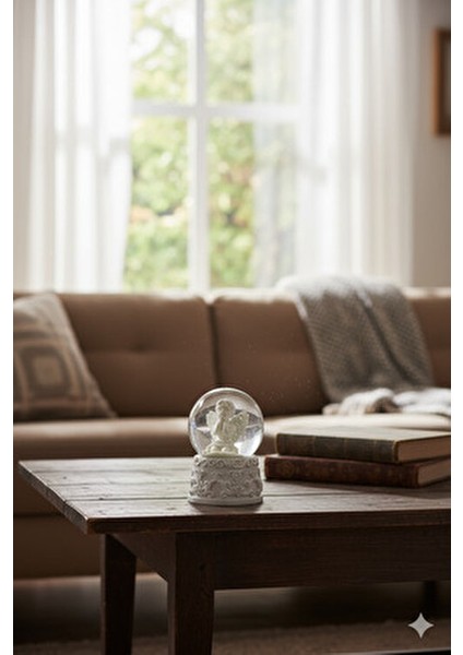 Ceymas Yılbaşı Temalı Mini Kar Küresi Melek Figürü ile Kırmızı