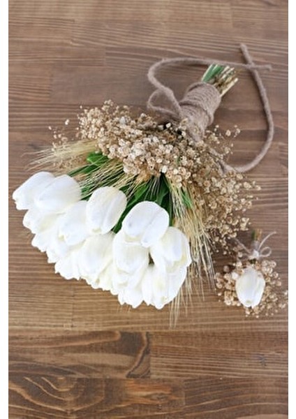 Melia Gelin Buketi Islak Lale Cipso 2li Set 35 cm