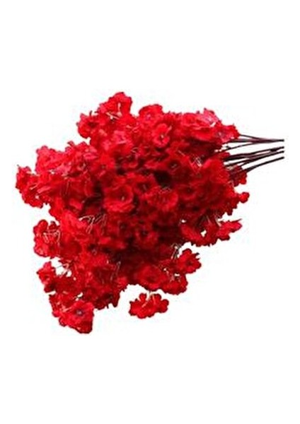 Yapay Japon Kiraz Çiçeği Dalı Kırmızı 90 cm Uzun Süreli Dekoratif Vazo Çiçeği indirimleri