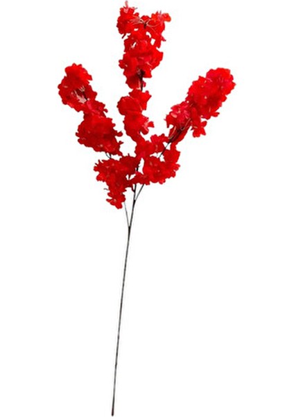 Yapay Japon Kiraz Çiçeği Dalı Kırmızı 90 cm Uzun Süreli Dekoratif Vazo Çiçeği