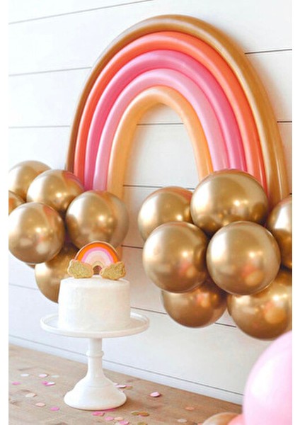 Gold Makaron Gökkuşağı Balon Set