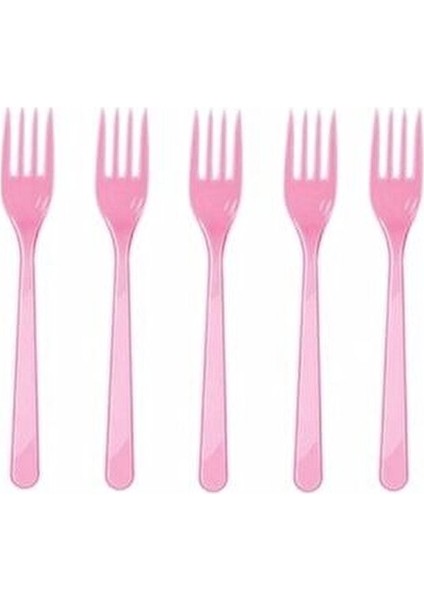 Pembe Plastik Tabak Bardak Çatal Seti 25 Parça modelleri