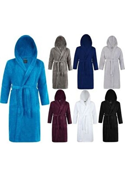 Kapşonlu Bornoz Bukle Kumaşla Yumuşak Doku 1 Adet Unisex Kullanıma Uygun