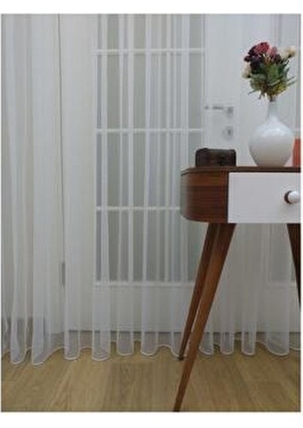 Grek Tül Perde - Petek Zemin 200 x 260 cm Seyrek Pile 1/2 Polyester Kumaş