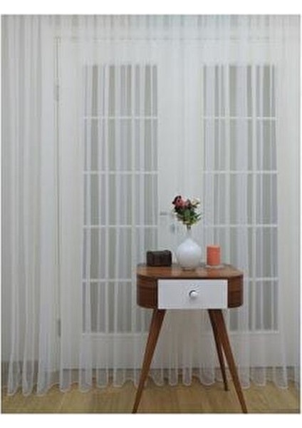 Grek Tül Perde Seyrek Pile Petek Desen 500 x 250 cm Polyester Beyaz