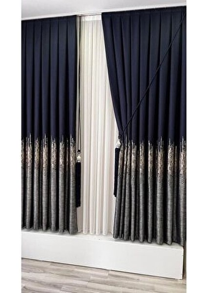 Pano Fon Perde Lacivert Gri (Tek Kanat) indirimleri