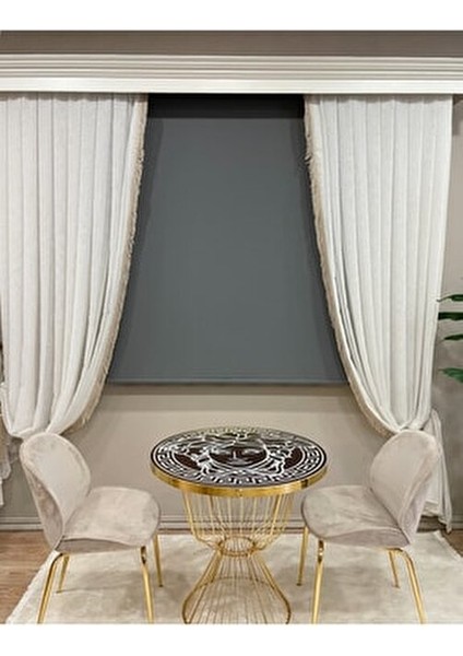Koyu Gri Stor Perde Kalın Polyester Kumaş Alüminyum Kasa ile Modern Tasarım