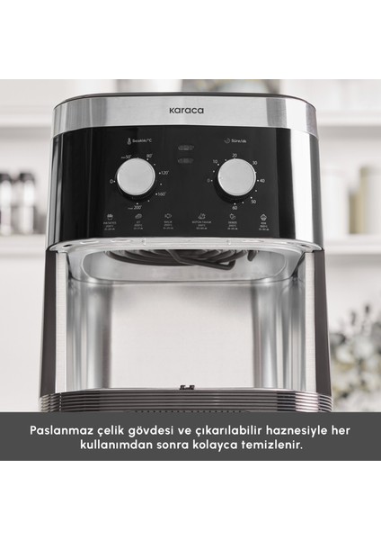 9 Litre Ekstra Büyük Hacimli Airfryer, 8 Kişilik Kapasite – Aile ve Kalabalık Sofralar İçin İdeal