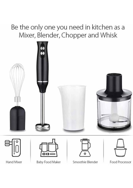 4'ü 1 Arada Yüksek Güçlü Daldırma El Blender Mikseri, Doğrayıcı ve Smoothie Kupası Dahil Paslanmaz Çelik Buz Bıçağı Ab Fişi (Yurt Dışından) fırsatları
