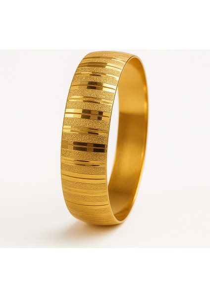 Altın Kaplama Çizgi Model Bilezik (2 cm Genişlik) 1 Adet