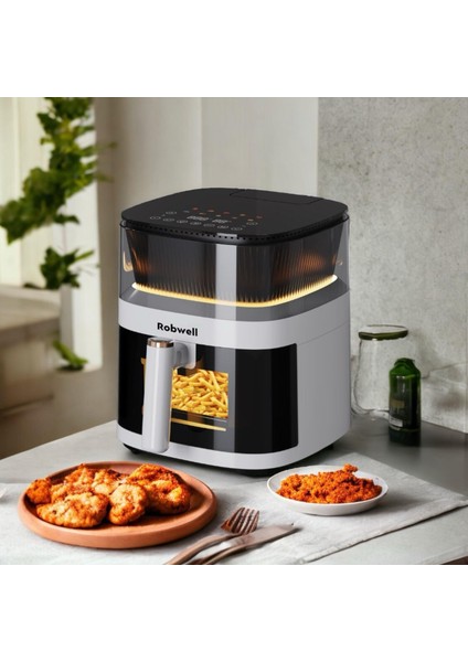 Robwell RX05 Yeni Nesil 5Lt Renkli Menü 10 Pişirme mod Ayarlı Akıllı Sesli Uyarı air Fryer fırsatları