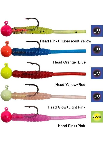 Hook Worm Jighead+Lrf Silikonu 1.5gr+4.5cm 5 Adet Head Orange+Blue fiyatları