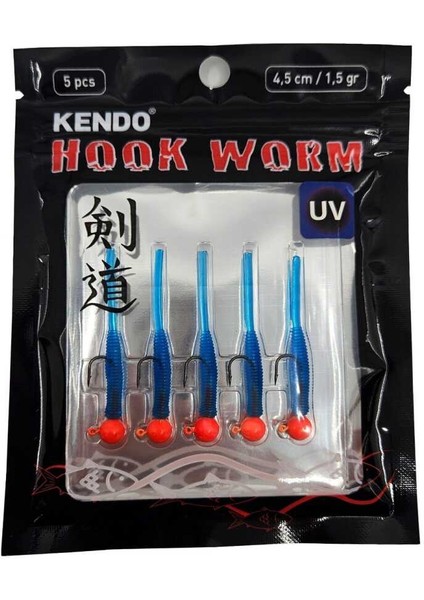 Hook Worm Jighead+Lrf Silikonu 1.5gr+4.5cm 5 Adet Head Orange+Blue modelleri