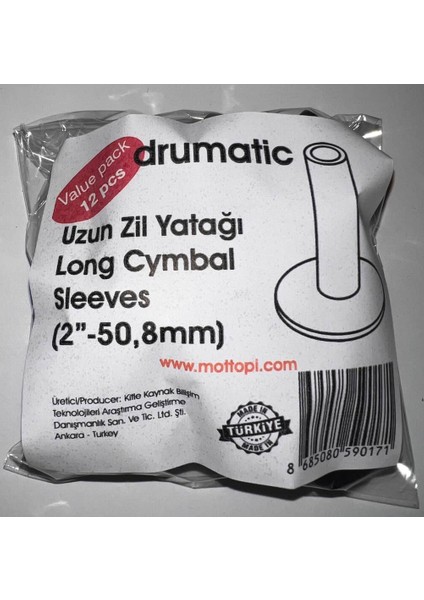 Avantaj Paket 12’li Uzun Zil Yatağı, Long Cymbal Sleeves (2”-50.8mm) Iç Çap 8mm Bateri Plastik Kılıf, Zil Yatak Zil Yatagi modelleri