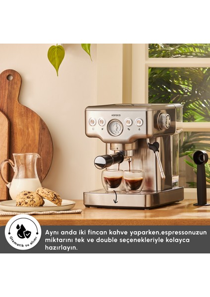 Coffee Art 1353 Süt Köpürtücülü 20 Bar Basınçlı Espresso, Latte Cappuccino Americano Makinesi