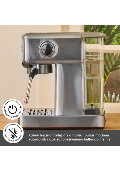 Coffee Art 1353 Süt Köpürtücülü 20 Bar Basınçlı Espresso, Latte Cappuccino Americano Makinesi