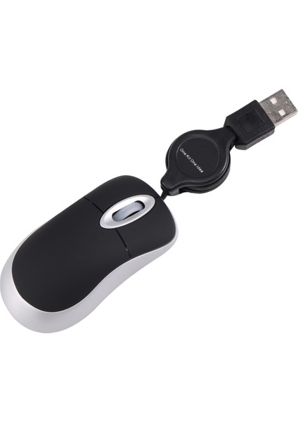 Mini USB Kablolu Fare Geri Çekilebilir Kablo Küçük Fare 1600 Dpı Optik Kompakt Seyahat Fareleri Windows 98 2000 Xp Vista ve (Siyah) (Yurt Dışından)