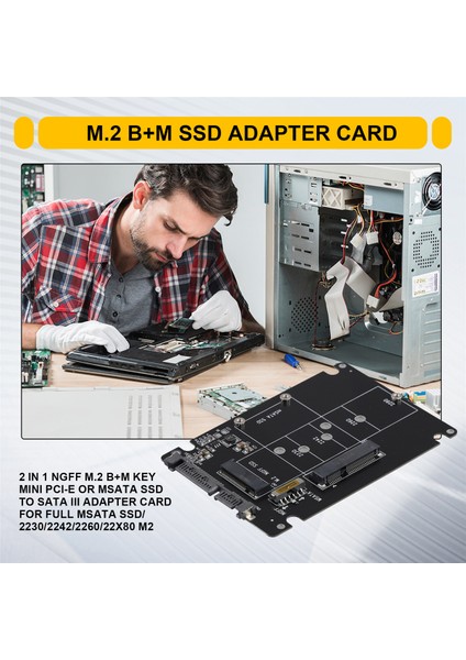 2'si 1 Arada Ngff M.2 B+M Anahtar Mini Pcı-E Veya Msata Ssd'den Sata Iıı Adaptör Kartına Tam Msata SSD/2230/2242/2260/22X80 M2 (Yurt Dışından) indirimleri