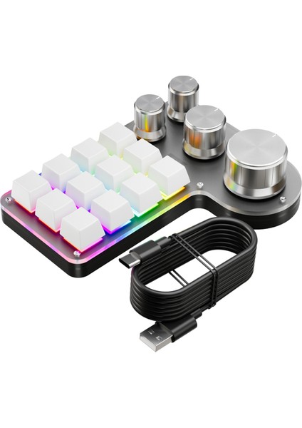 Özel Makro Klavye 12 Tuş 4 Düğme Mini USB Mekanik Klavye Programlama Makro Oyun Tuş Takımı Beyaz (Yurt Dışından)