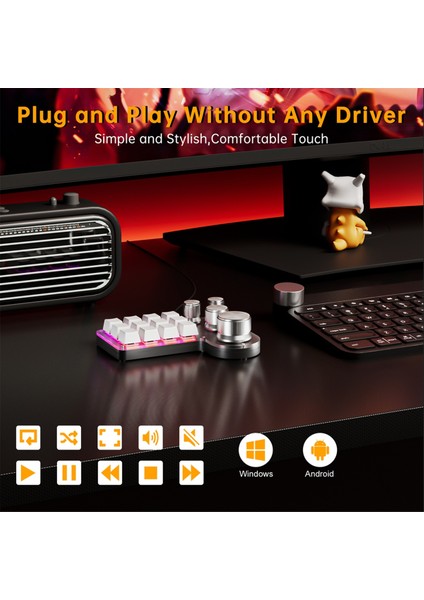 Özel Makro Klavye 12 Tuş 4 Düğme Mini USB Mekanik Klavye Programlama Makro Oyun Tuş Takımı Beyaz (Yurt Dışından) indirimleri