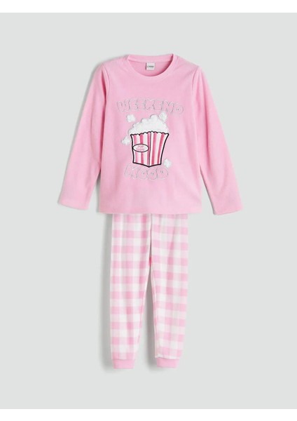 Bisiklet Yaka Polar Kız Çocuk Pijama Takımı (W5)