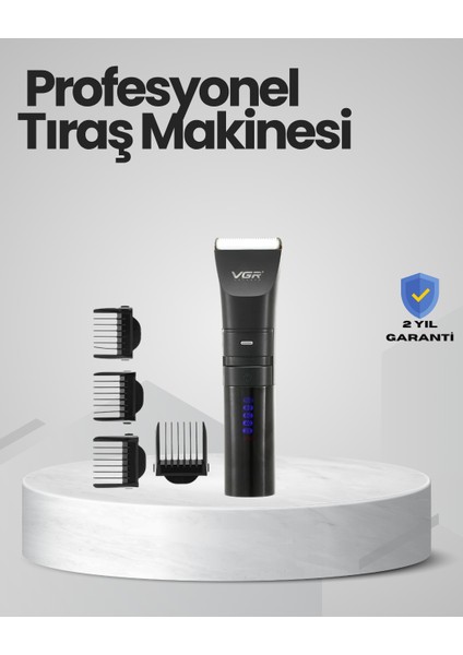 Şarjlı Tıraş Makinesi –dijital Ekranlı, Hızlı Şarjlı, Profesyonel Kesim Seti