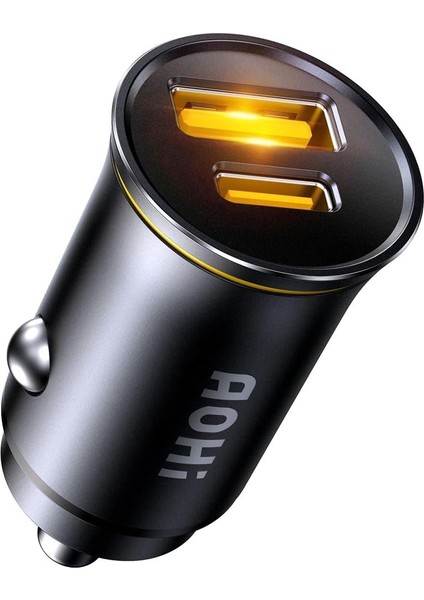 Superauto Araç Içi Şarjı, 2 Portlu Pd 65W Type-C To Type-C, Usb, Hızlı Şarj Çakmaklık Adaptörü,