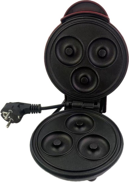 Elektrikli Donut Makinesi Yapışmaz Kaplamalı Mutfak Donut Makinesi Çocuk Atıştırmalıkları Tatlılar Kahvaltı Mini 3 Donut Makinesi Ab Fişi (Yurt Dışından)