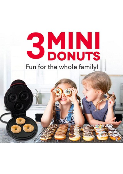 Elektrikli Donut Makinesi Yapışmaz Kaplamalı Mutfak Donut Makinesi Çocuk Atıştırmalıkları Tatlılar Kahvaltı Mini 3 Donut Makinesi Ab Fişi (Yurt Dışından) fiyatları