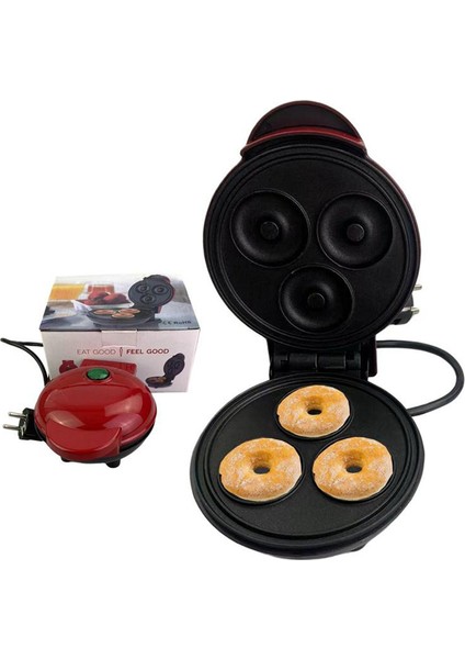 Elektrikli Donut Makinesi Yapışmaz Kaplamalı Mutfak Donut Makinesi Çocuk Atıştırmalıkları Tatlılar Kahvaltı Mini 3 Donut Makinesi Ab Fişi (Yurt Dışından) modelleri