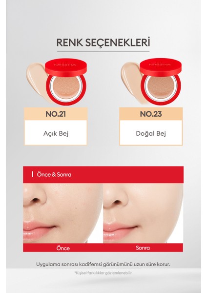 Kadife Mat Görünüm Sağlayan Cushion Fondöten 15g Velvet Finish Cushion Spf 50 No.21