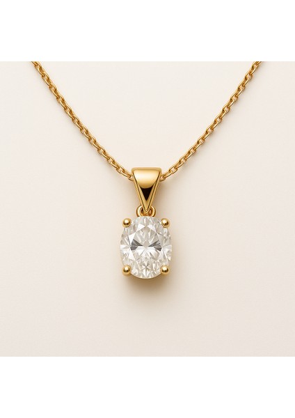 14 Ayar Altın Tektaşlı Zincir Kolye