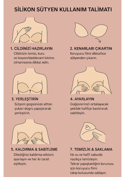 Yapışkanlı Silikon Sütyen Içi Ped (Büyük Kalıp) Hacimli Doğal Görünüm fiyatları