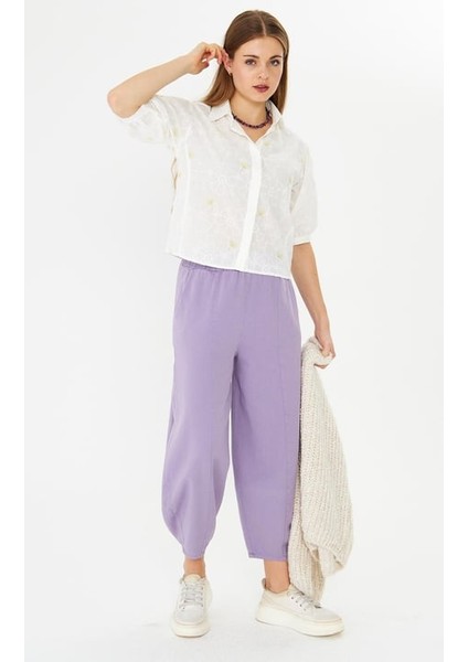 Kısa Karpuz Kollu Gömlek Beyaz Baskılı fiyatları