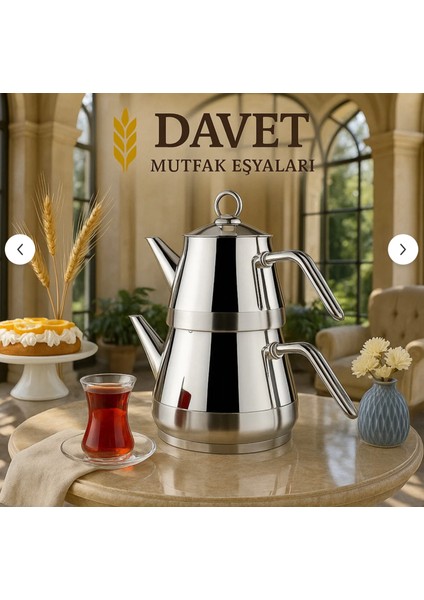 Fırat Mega Boy Çaydanlık Takımı - 18/10 Paslanmaz Çelik Çaydanlık Takımı Demlik 2.5l Çaydanlık: 4,5l