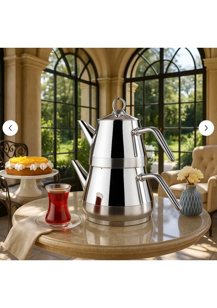 Fırat Mega Boy Çaydanlık Takımı - 18/10 Paslanmaz Çelik Çaydanlık Takımı Demlik 2.5l Çaydanlık: 4,5l fiyatları