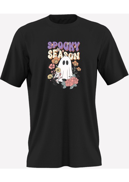 Spooky Season Baskılı Cadılar Bayramı (Halloween) Temalı Beyaz Çocuk Tişörtü – %100 Pamuk modelleri