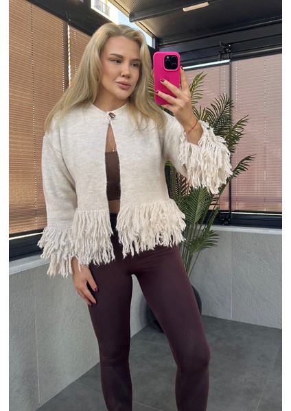 Tek Düğmeli Püsküllü Hırka modelleri