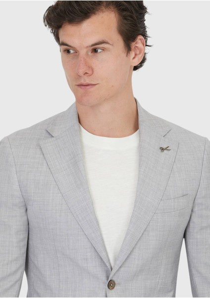 Açık Gri Düz Zeroweight Slim Fit %100 Yün Ceket modelleri