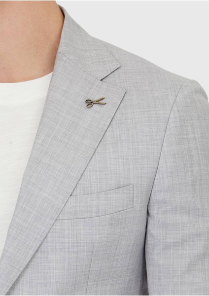 Açık Gri Düz Zeroweight Slim Fit %100 Yün Ceket fırsatları