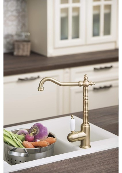 Verona A4215433 Eviye Bataryası, 265 mm Yükseklik, 12 Litre/dk Akış Hızı, Saten Altın fiyatları