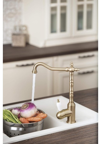 Verona A4215433 Eviye Bataryası, 265 mm Yükseklik, 12 Litre/dk Akış Hızı, Saten Altın indirimleri