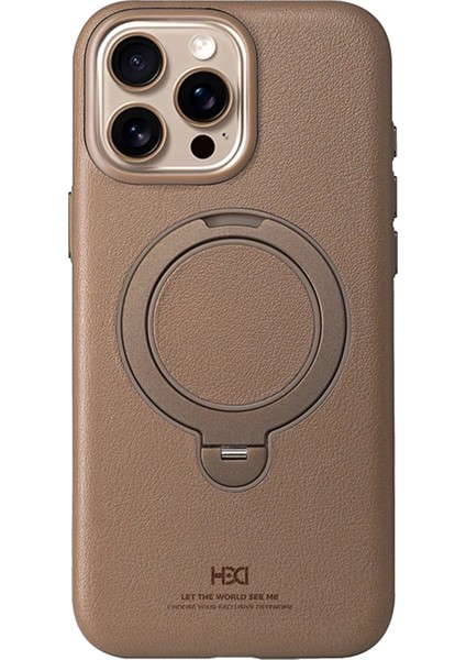 iPhone 14 Pro Max Vapor Deri Magsafe Standlı Kılıf - Gold fiyatları