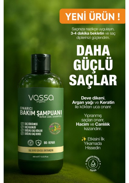 Saç Dökülmesine Karşı Onarıcı Bakım Şampuanı Keratin ve Argan Yağlı Güçlendirici Etki 400 ml